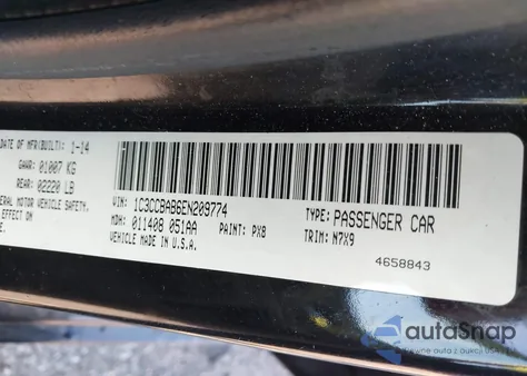 2014 Chrysler 200 Lx из США, поврежденный, VIN 1C3CCBAB6EN209774